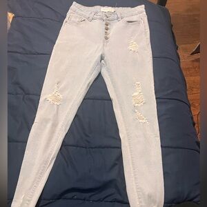 Stylish Light Blue Distressed Women Jeans